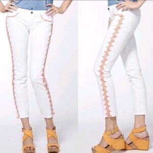 Lucky Brand White Jeans with Orange Accents
